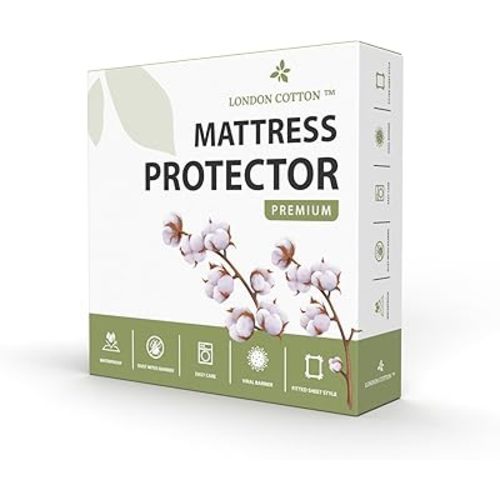 Premium Queen Size Mattress Protector 100% Waterproof Mattress Protector Breathable Deep Pocket Washable Bed Cover (Queen)