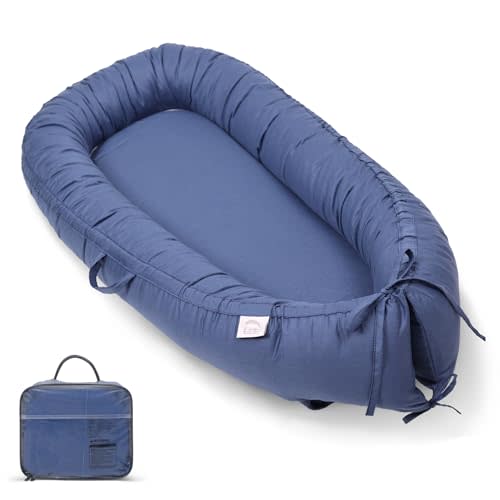EAQ Baby Lounger, Snuggle Me Lounger, Portable Baby Nest Breathable & Soft, 100% Cotton Baby Lounger Pillow, Safe Baby Bassinet for Co-Sleeping, Nursery, Travel, Playtime