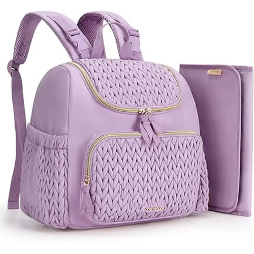 mommore Diaper Bag Small Diaper Backpack Stylish Toddler Baby Mini Maternity Bags Travel Backpacks with Insulated Pockets, Changing Pad, Stroller Straps