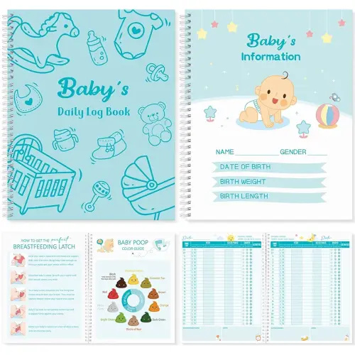Pasimy Baby Daily Log Book for Newborns Baby Feeding Track Log Journal and Monitor Nursing Tracker, Sleep, Diaper, Activities Schedule Planner for Nanny New Parents Gift, 8.5 x 11''