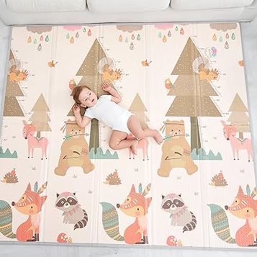Baby Play MAT 71" X 59" X 0.4: Foldable, Padded Floor Mat for Crawling, Playing, and Toddler Playroom | Baby Care Foam Mat | Extra-Large Floor Mats for Kids | Playpen mat for Babies and Toddlers