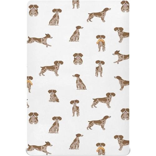 Crib Sheets for Boys Girl Brittany Spaneil Breathable Mini Crib Mattress Sheets Fitted, Puppy Dogs Toddler Fitted Playard Sheet Fits Most Standard Baby mattresses 52 * 28 * 9In