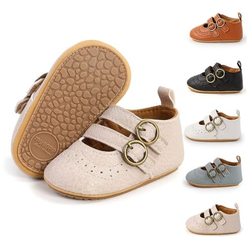 Meckior Infant Baby Girls Soft Sole Bowknot Princess Wedding Dress Mary Jane Flats Prewalker Newborn Light Baby Sneaker Shoes
