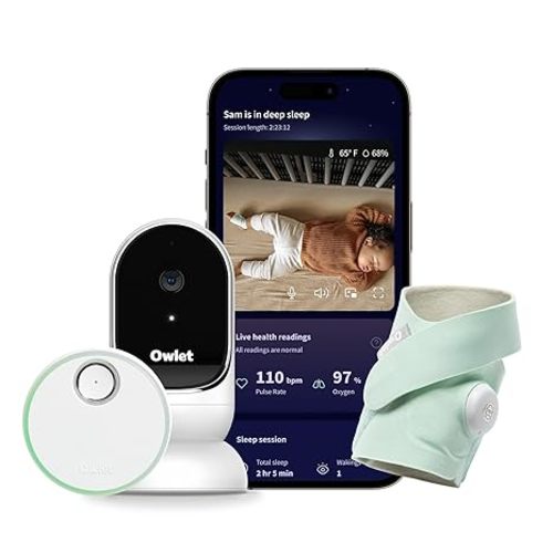 Owlet® Dream Duo Smart Baby Monitor:&nbsp;FDA-Cleared Dream Sock® Plus Owlet Cam - Tracks & Notifies for Pulse Rate & Oxygen While Viewing Baby in 1080p HD WiFi Video -&nbsp;Mint