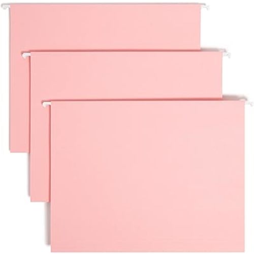 Smead Standard Hanging File Folders, 25 Count, Pink, 1/5-Cut Adjustable Tabs, Letter Size (64066)