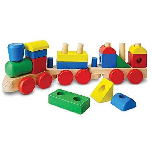 Melissa & Doug Stacking Train - Classic Wooden Toddler Toy (18 pcs)