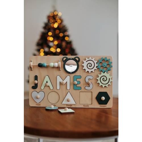 Baby Boy Gift Name Puzzle 1st Birthday Gift, New Baby Gift 1 year old, Custom Busy Board for Kids