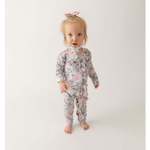 Allie Floral Bamboo Ruffle Convertible Footie