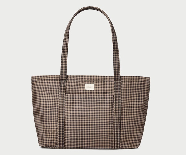 Mira Brown Gingham Everyday Tote