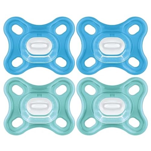 MAM Comfort Baby Pacifiers, Lightweight One-Piece Full Silicone Binky for Newborns 0-3 Months, BPA-Free Nipple, Easy to Clean Pacifier, Best for Breastfed Babies, 4 Count Binkies