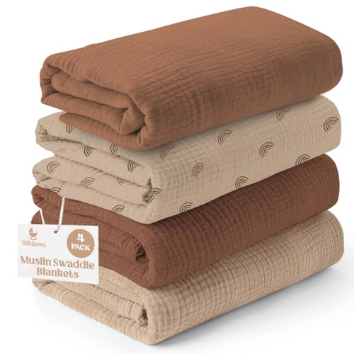 Muslin Swaddle Blankets - 4 Pack | Muslin Baby Blanket for Newborn Boy/Girl | Soft&Breathable Receiving Blankets | Newborn Swaddle Blanket (47" x 47")| Baby Essentials,Registry & Gift- Desert Dreams