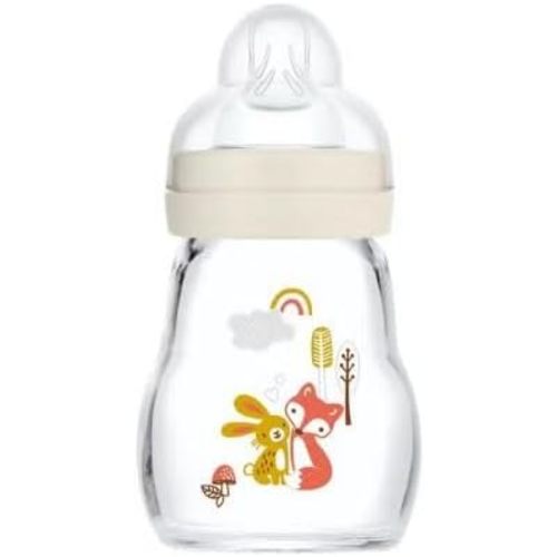 MAM Feel Good Slow Flow Premium Glass Baby Bottles, Easy Switch Between Breast and Bottle, 6oz, 0+ Months, Unisex, 3 Pack