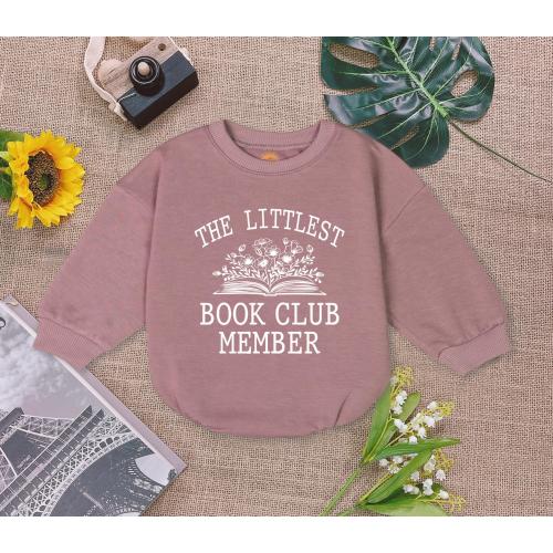 The Littlest Book Club Member Baby Romper Sweatshirt, New To The Book Club Baby Bodysuit, Wildflower Book Baby Romper, Book Worm Romper