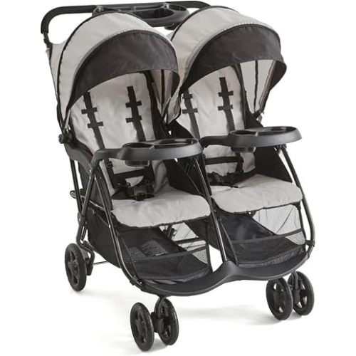 Kolcraft Baby and Toddler Double Stroller, Lightweight, 40 Lb/Seat, Gray