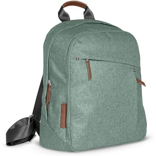 UPPAbaby Changing Backpack / Multiple Storage Compartments / Stroller Strap Attachment / Bottle Insulator and Changing Pad Included / Emmett/Gwen (Green Mélange / Saddle Leather)