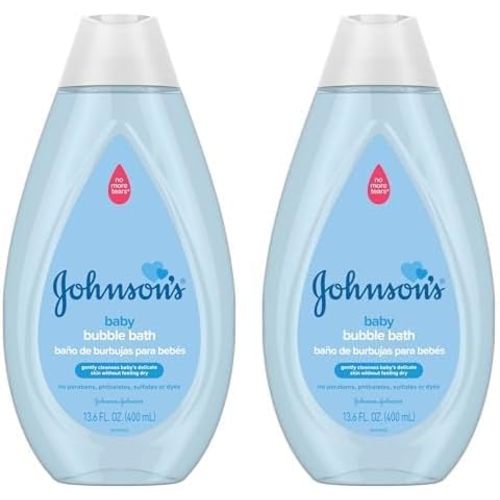 Johnson's Baby Bubble Bath for Gentle Baby Skin Care, Paraben-Free, Pediatrician-Tested, Hypoallergenic, Tear-Free, Dye-Phthalate & Sulfate-Free, 13.6 Fl Oz (Pack of 2)