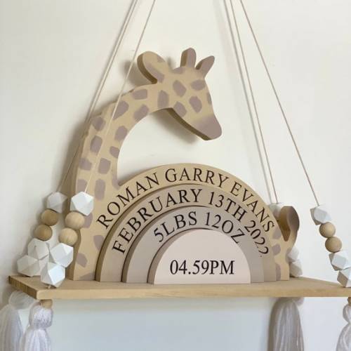 Giraffe Stacker Shelfie Personalised Safari Themed Nursery - Etsy