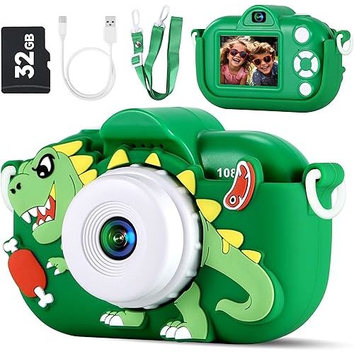 Kids Camera Boys Toys for 3 4 5 6 7 8 9 Years Old Boys, 48MP Dual Lens Kids Digital Camera Christmas Birthday Gifts, 1080P HD Video Selfie Toddler Camera with 32G SD Card