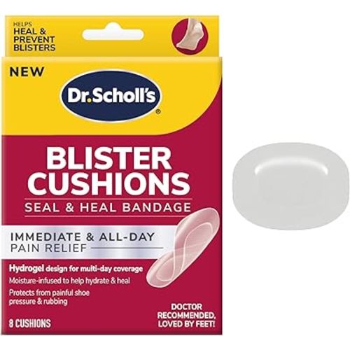 Dr. Scholl's Blister Cushions Seal & Heal Bandage with Hydrogel Technology, 8 ct // Immediate & All-Day Pain Relief, Thin, Flexible & Nearly Invisible, Moisture-Infused