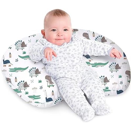 Little Grape Land Nursing Pillow for Infants, Breastfeeding Pillows, Baby Support Pillow for Nursing, Bottle Feeding, Tummy Time with Machine Washable Cover & Breathable Filling (Wild Dinosaur)