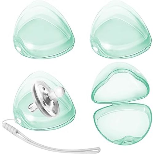 Pacifier Case,4 Pack BPA Free Pacifier Holder Case with Lanyard for Diaper Bag,Pacifier Container Box for Baby Binky Nipple Travel,Essential Pacifier Accessories,Easy to Clean, Green