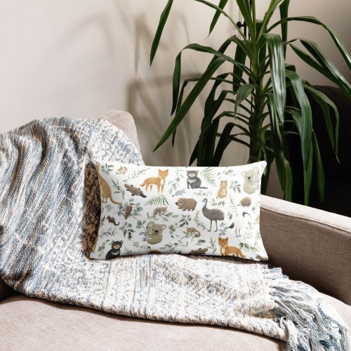 Cute Australian Animals Eucalyptus Greenery Baby Nursery Room Decor Gender Neutral Premium Pillow + Insert