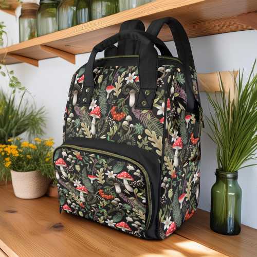 Dark Forestcore Diaper Bag, Backpack-Style Dark Cottagecore Diaper Bag, Forest Witch Diaper Bag, Goblincore Fairycore Magic Forest Baby Bag