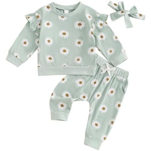 Newborn Infant Baby Girl Clothes Set Sweatshirts Tops Pants Toddler Girl Outfits Gifts 3 6 9 12 18 24 Months