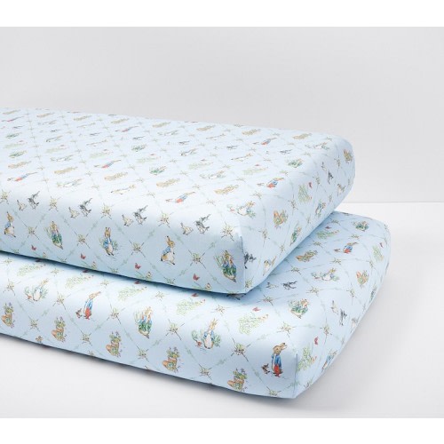 Peter Rabbit™ Lattice Organic Crib Fitted Sheet