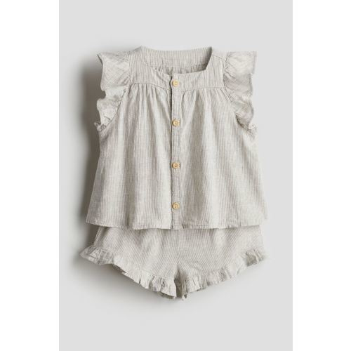 2-piece Linen-blend Set, Beige/striped