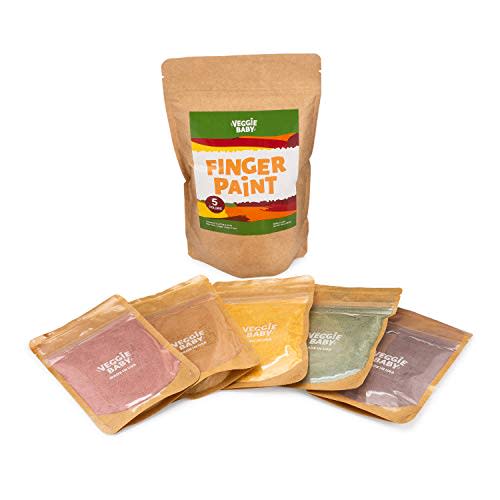 Veggie Baby Vegan Finger Paints for Toddlers, Organic Baby Safe Coloring, Play, Made in USA (5 Colors)