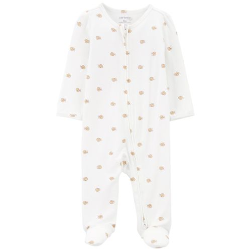 Ivory Baby Snail Print Zip-Up PurelySoft Sleep & Play Pajamas