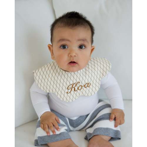 Organic Muslin 7-Layer Dribble Bib - Cozy Grid