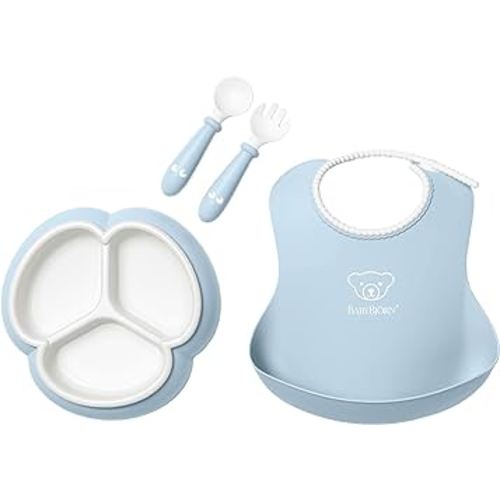 BabyBjörn Mealtime Set, 4 pcs, Powder Blue