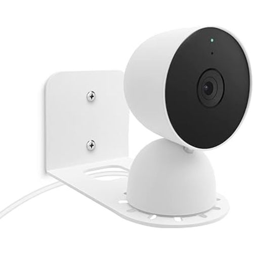Large Metal Wall Mount Holder fits for Google Nest Indoor 2nd Generation Wired Security Cam, Flexible Installation Camera Shelf for Better View Angle Mount on Wall Deck,White