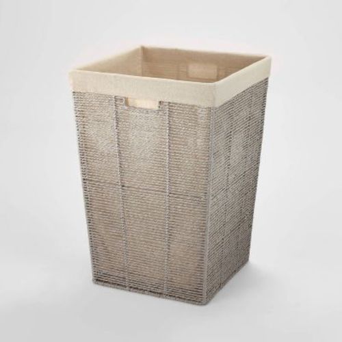 Twisted Rope Hamper Gray - Brightroom™: Open-top Laundry Storage With Removable Liner, Metal Frame, Ethical Handcraft