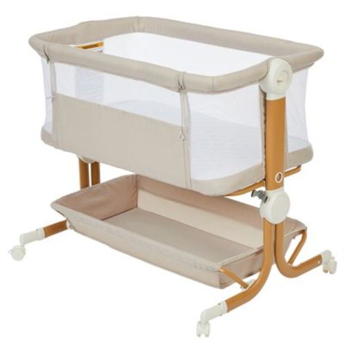 Baby Bassinet, Bedside Sleeper for Newborn with Large Storage Basket, Cozy Mattress, Full Mesh Sides, 6-Height Adjustable Portable Bedside Crib