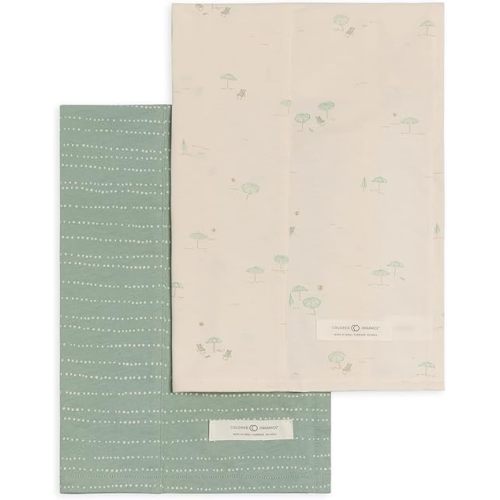 Colored Organics Baby 2 Pack Organic Cotton Burp Cloths Set - Pebble + Umbrella