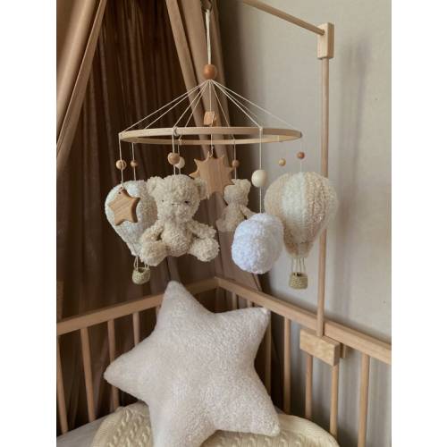 Wooden Mobile With Teddy for Newborn Knitted Plush Teddy - Etsy