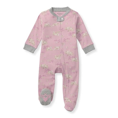 Burt's Bees Baby Girls Zip Front One-Piece Pajamas, Sleep & Play Loose Fit, 100% Organic Cotton