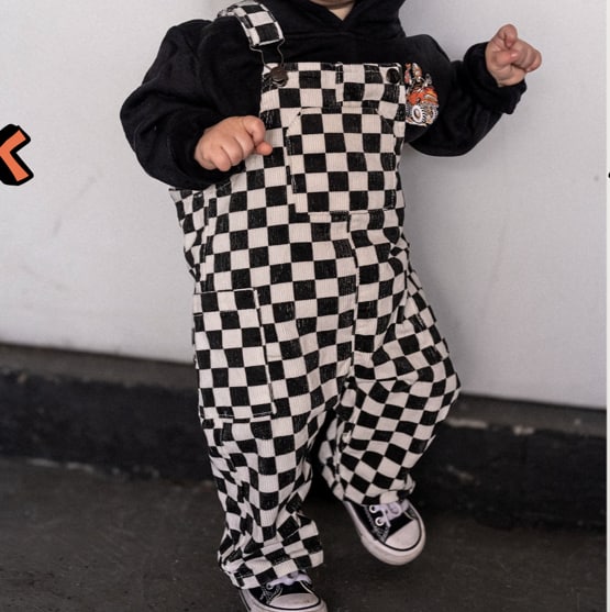 Classic Checkered Overalls - Black | Little Trouble