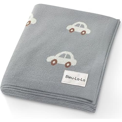 Baby Swaddle Blanket for Boys - 100% Oeko Tex Certified Natural Cotton Buttery Soft Cozy Receiving Swaddle Crib Stroller Blanket for Shower Gift Registry for Newborns, Infants, Toddlers (Cars - Grey)