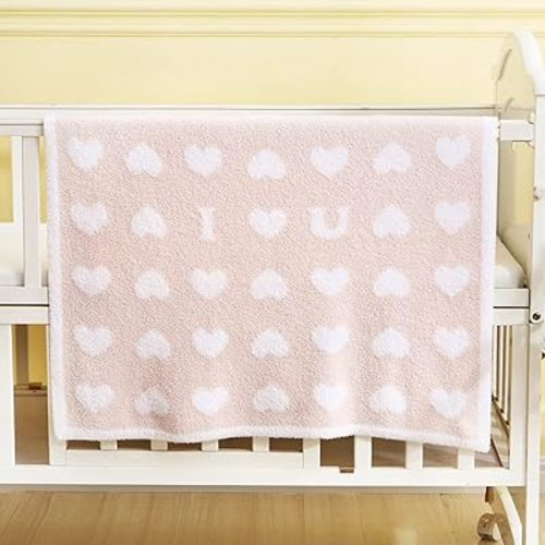Plush Baby Receiving Blanket 30 x 30 Polyester Pink