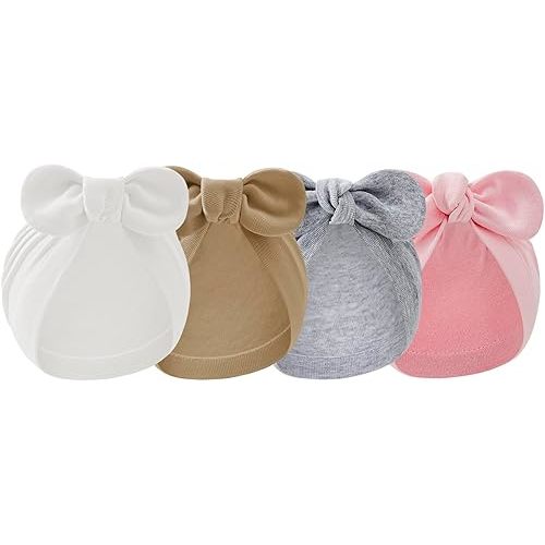 American Trends Newborn Hats Baby Girl Hats with Bow Toddler Hospital Caps Beanie Infant Hats