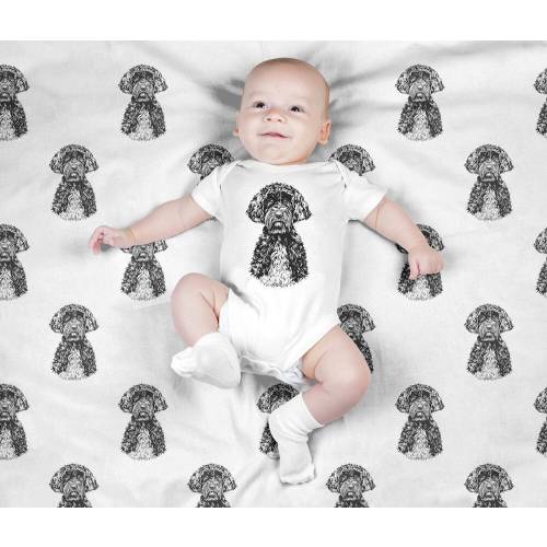 Portuguese Water Dog Baby Blanket, PWD Portie Dog Swaddle Blanket Set, Newborn Photo Prop, Cute Swaddle Set for Boy, Girl, Baby Shower Gift