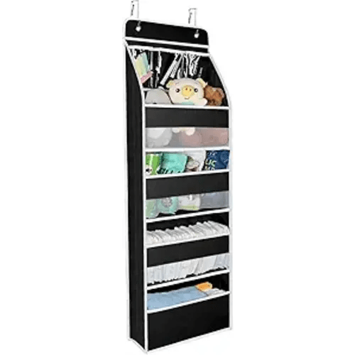 Univivi 5-Shelf Over Door Organizer Baby Door Wall Mount Storage with 3 Small PVC Pockets and 4 Large Pockets Ideal for Baby Stuff, Toiletries and Sundries