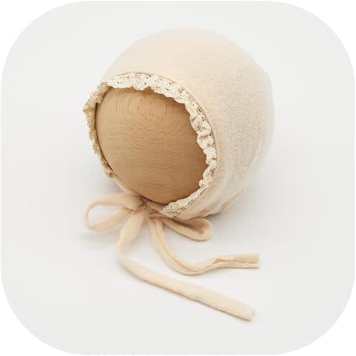 Newborn Ruffle Bonnet Baby Girl Boy Photo Lace Edge Hat Set
