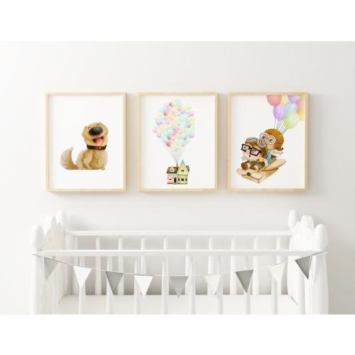 Up Movie Inspired Balloons Nursery Girls Boys Room Wall Art Decor Print