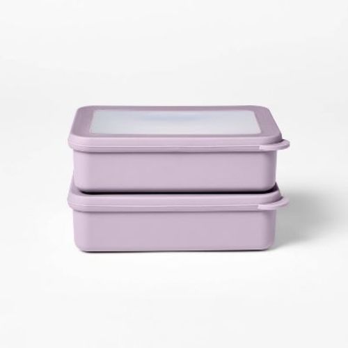 4pc (set Of 2) 3c Plastic Rectangle Food Storage Container Set Lavender - Figmint™