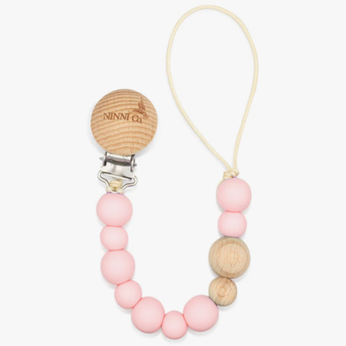 Ninni Co. Rosebud Pink Pacifier Clip